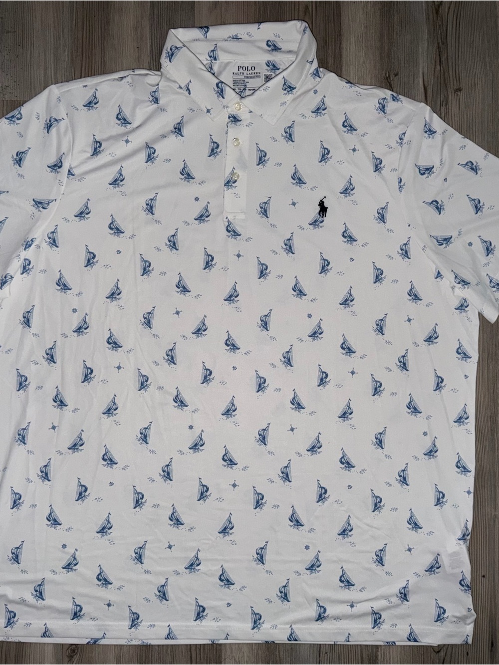 Polo Ralph Lauren Men's XXL Performance Classic Fit Short Sleeved Shirt Boats